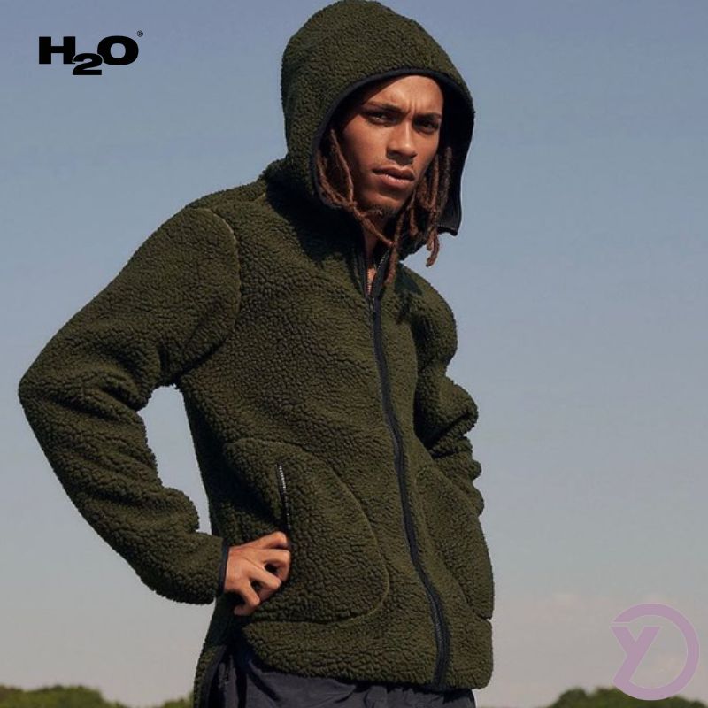 Langli Hooded Pile Jacket army fra H2O