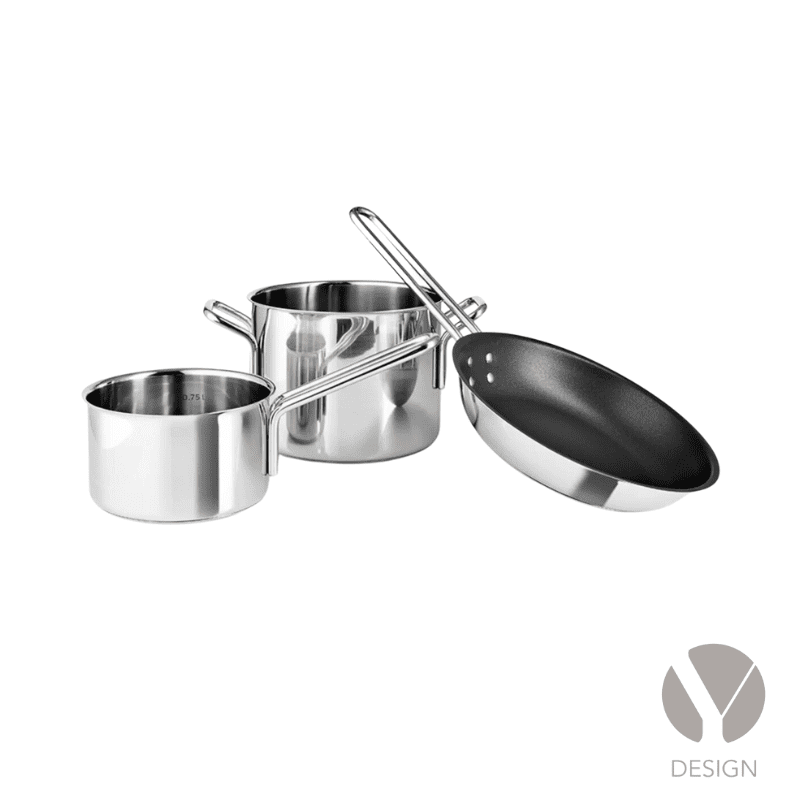 STAINLESS STEEL GRYDE/PANDESÆT fra Eva Solo - 3 DELE