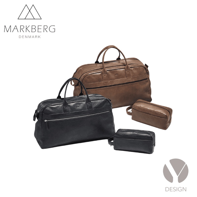 Theodore XL weekend bag + Dominic toiletry bag fra Markberg- vælg mellem sort eller brun