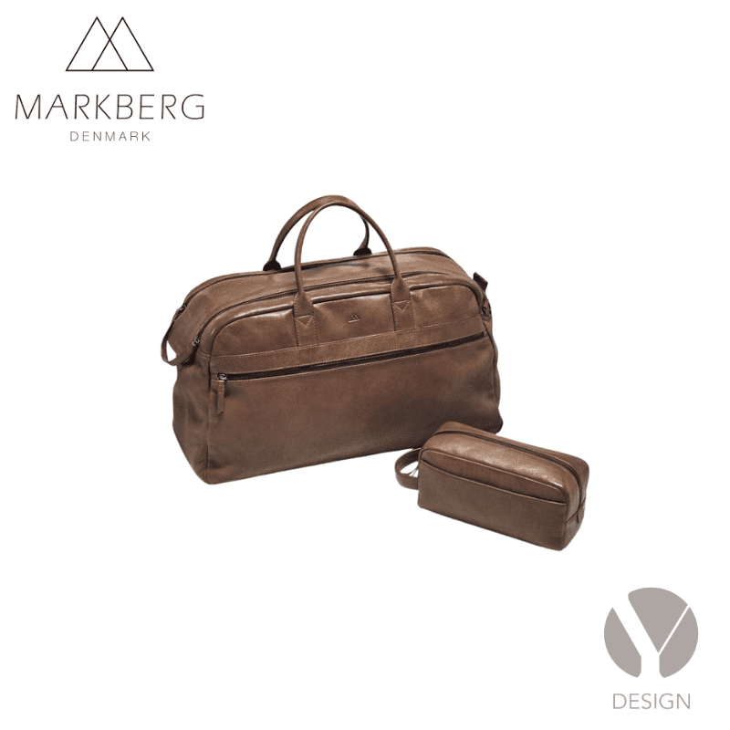 Theodore XL weekend bag + Dominic toiletry bag fra Markberg- vælg mellem sort eller brun